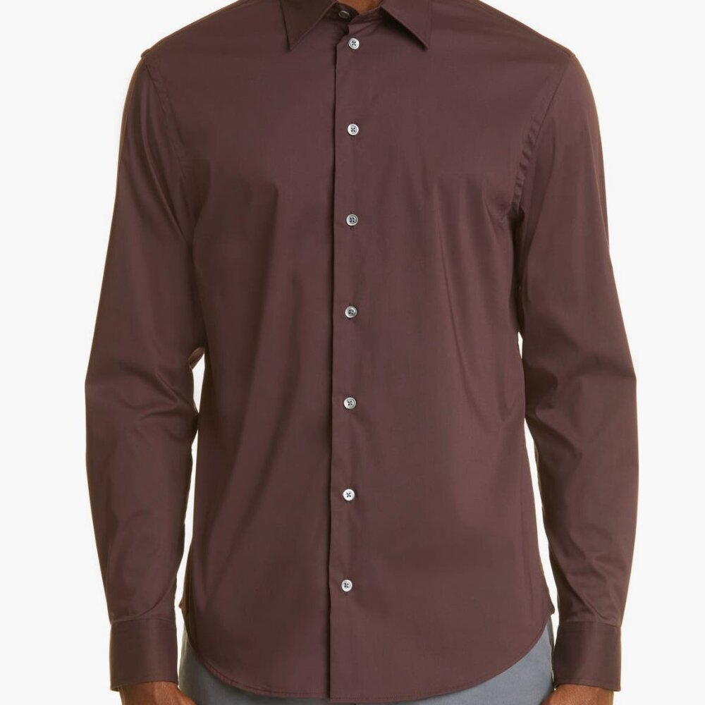 Emporio Armani Men’s Dress Shirt Dark Red Maroon Size Medium